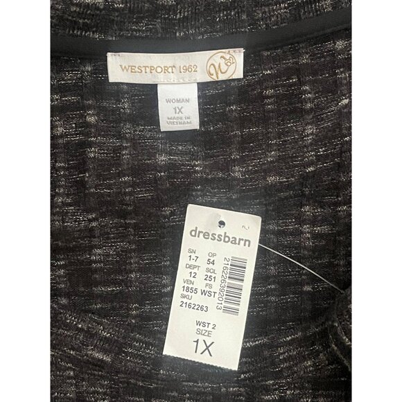 Size 1X 16 NEW BLACK & WHITE MARLED RIBBED KNIT SWEATER DRESS W/POCKETS Plus Sz - Picture 5 of 6